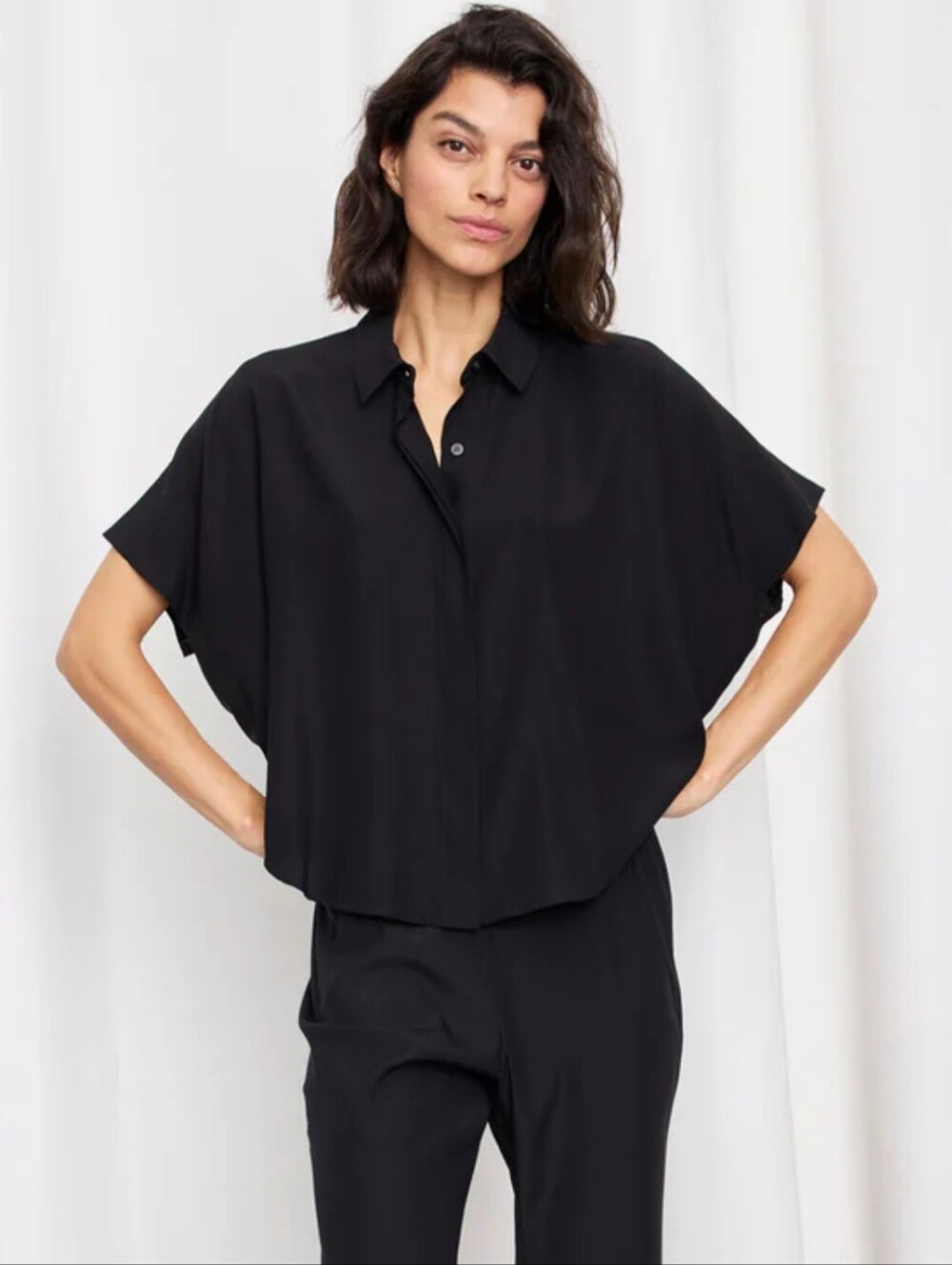 Zero+ Maria Cornejo Circle Shirt In Silk Charmeuse. Size 4